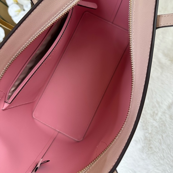 🆕 Kate Spade Adel Small Tote Bag Neutral Color Beige & Pink Leather - Picture 4 of 12